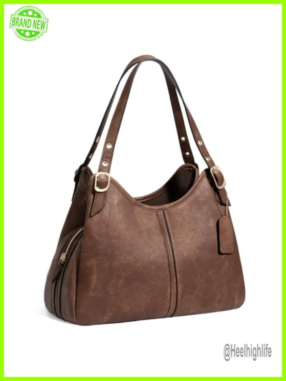 Vintage Hobo Handbag with Soft Faux Leather, Slouchy Crescent Purse, Large